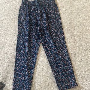 NWT Ann Taylor floral pants. Navy with pink and blue pattern